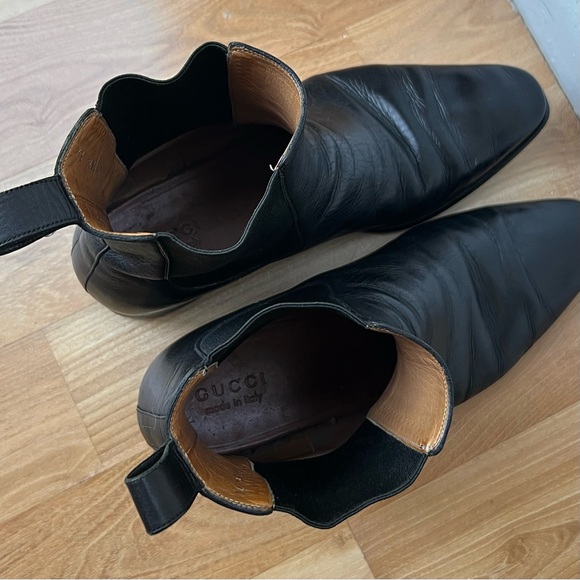 Gucci Authentic Black Leather Pull-On Chelsea Boot Size 10 Men’s Made in Italy - Picture 8 of 13